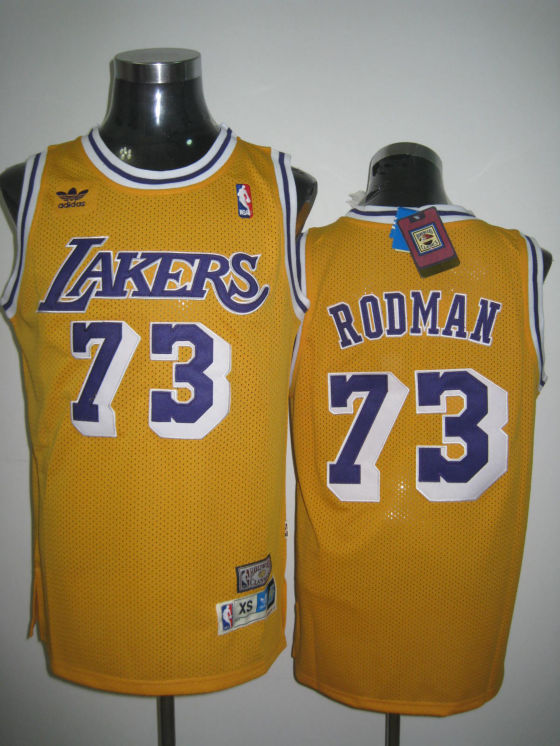  NBA Los Angeles Lakers 73 Dennis Rodman Swingman Yellow Throwback Jersey